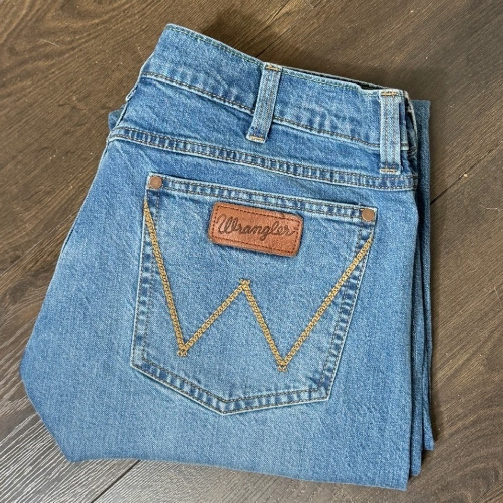 Wrangler Retro Slim Straight Jeans Mens 38 x 36 Extra Long Medium Wash Denim